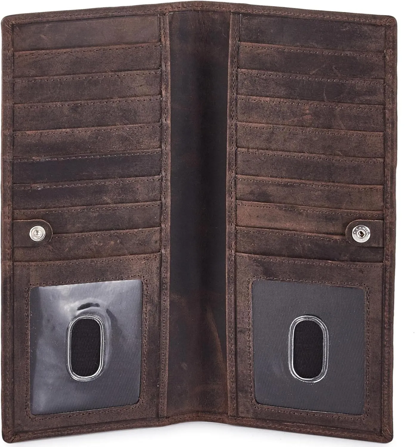 Long Wallet for Men Women Real Leather Bifold RFID Stylish Slim Handmade 2 ID Window Credit Card Holder in Gift Box