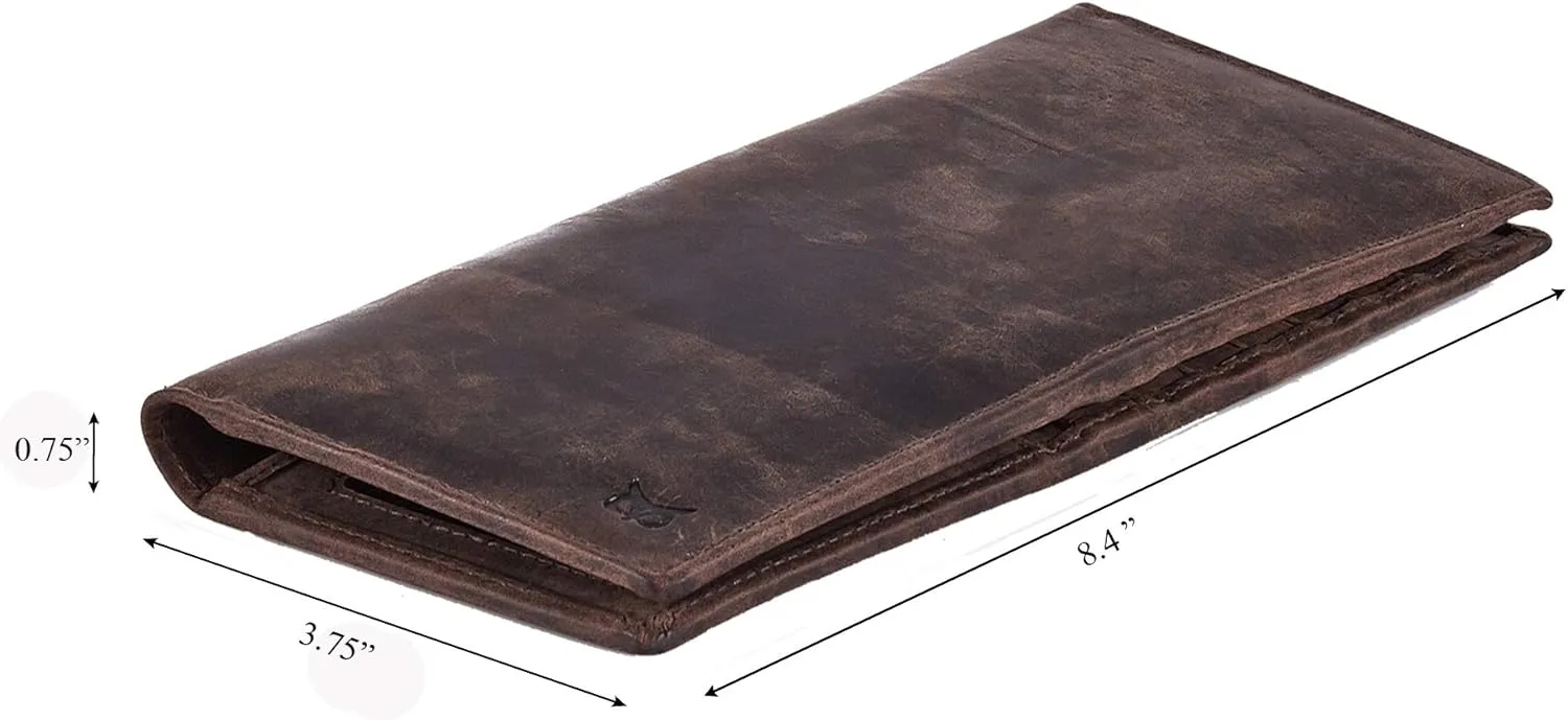Long Wallet for Men Women Real Leather Bifold RFID Stylish Slim Handmade 2 ID Window Credit Card Holder in Gift Box