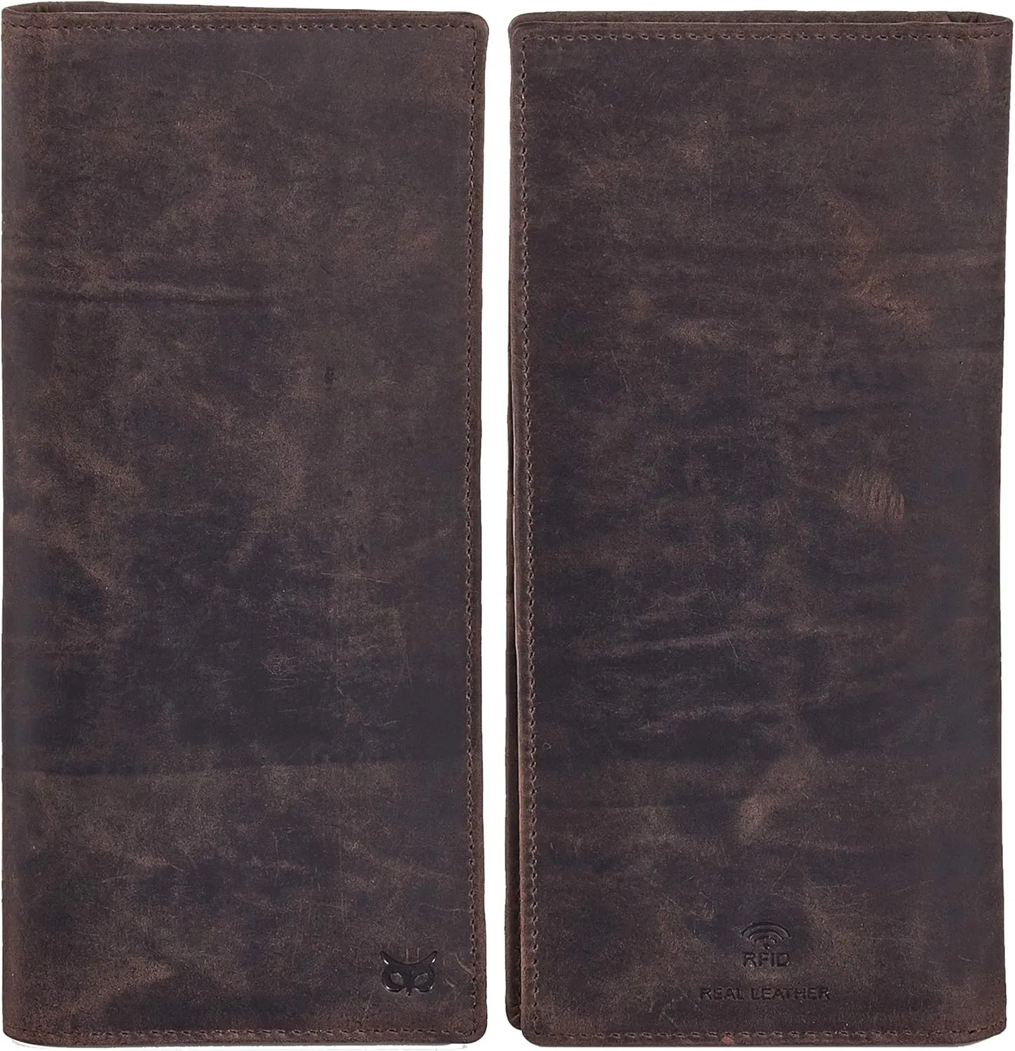 Long Wallet for Men Women Real Leather Bifold RFID Stylish Slim Handmade 2 ID Window Credit Card Holder in Gift Box
