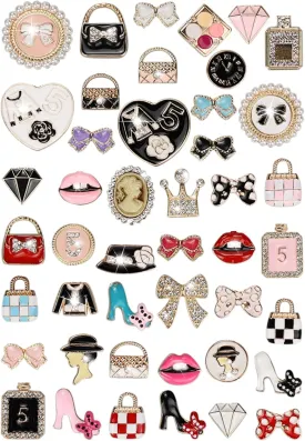 Lot of Bling Designer Decoration Charms, Luxury Fashion Trendy Rhinestone Jewelry Accessories for Women Girls