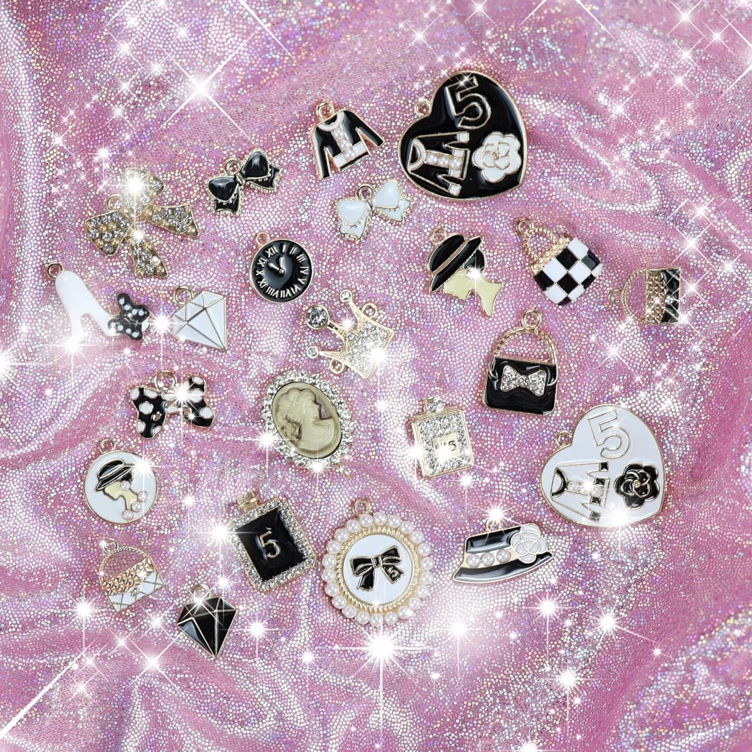 Lot of Bling Designer Decoration Charms, Luxury Fashion Trendy Rhinestone Jewelry Accessories for Women Girls