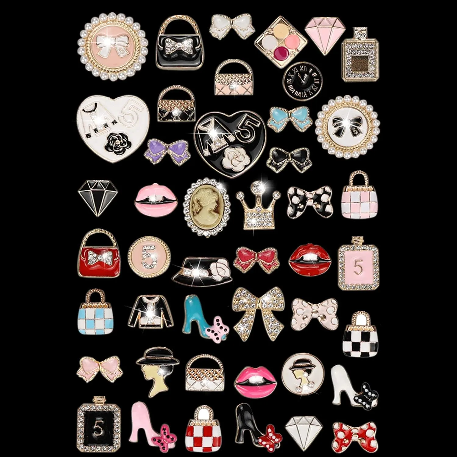 Lot of Bling Designer Decoration Charms, Luxury Fashion Trendy Rhinestone Jewelry Accessories for Women Girls