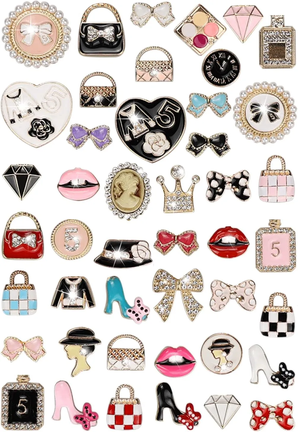 Lot of Bling Designer Decoration Charms, Luxury Fashion Trendy Rhinestone Jewelry Accessories for Women Girls