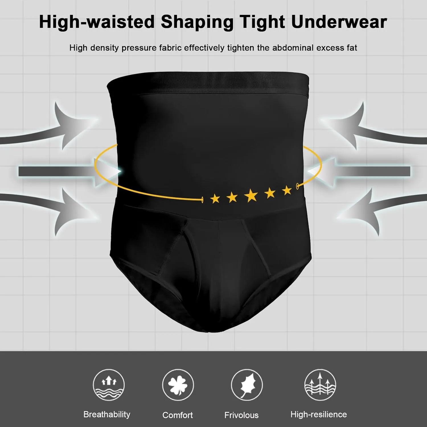 Men Tummy Control Shorts High Waist Underwear Slimming Shapewear Body Shaper Leg Boxer Briefs