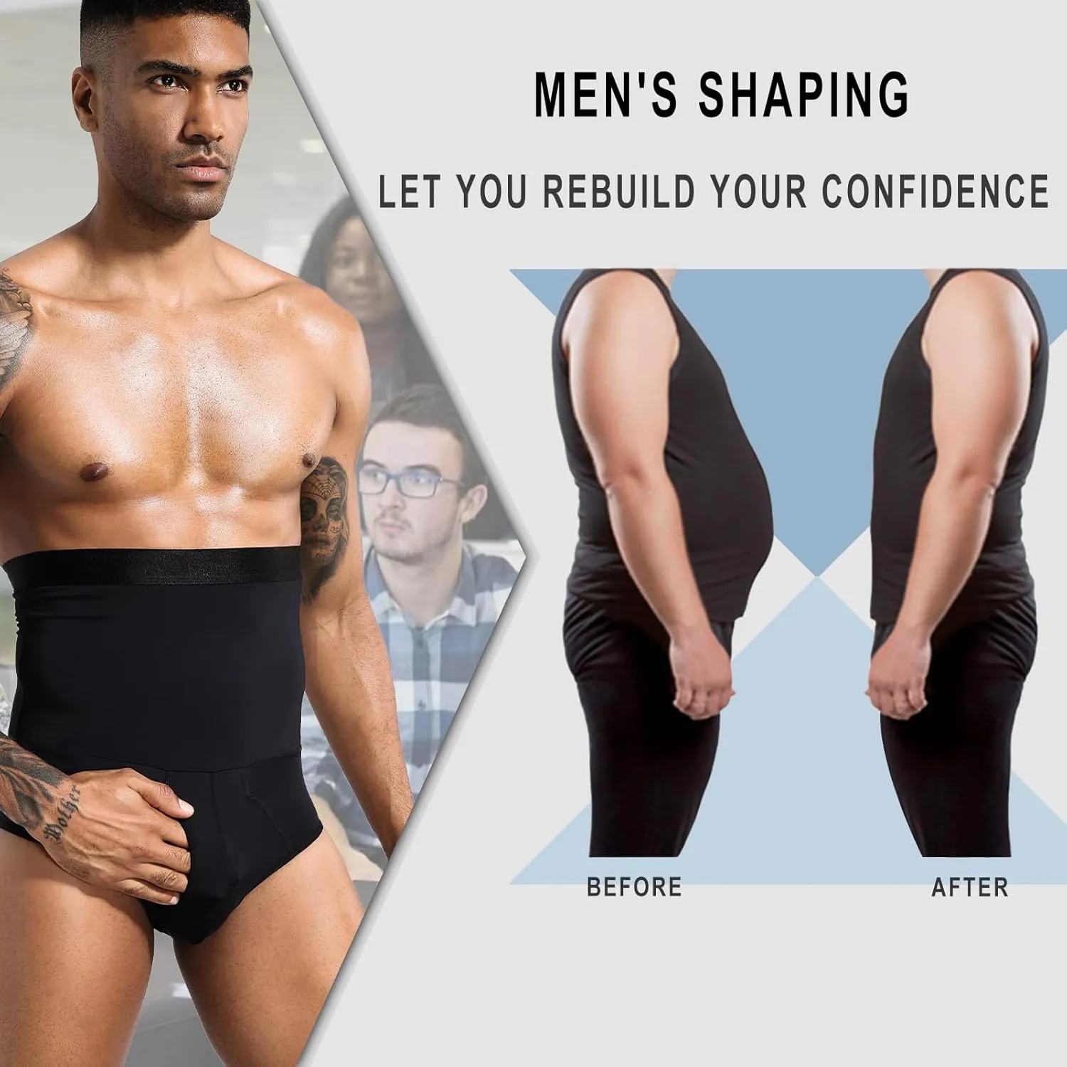Men Tummy Control Shorts High Waist Underwear Slimming Shapewear Body Shaper Leg Boxer Briefs