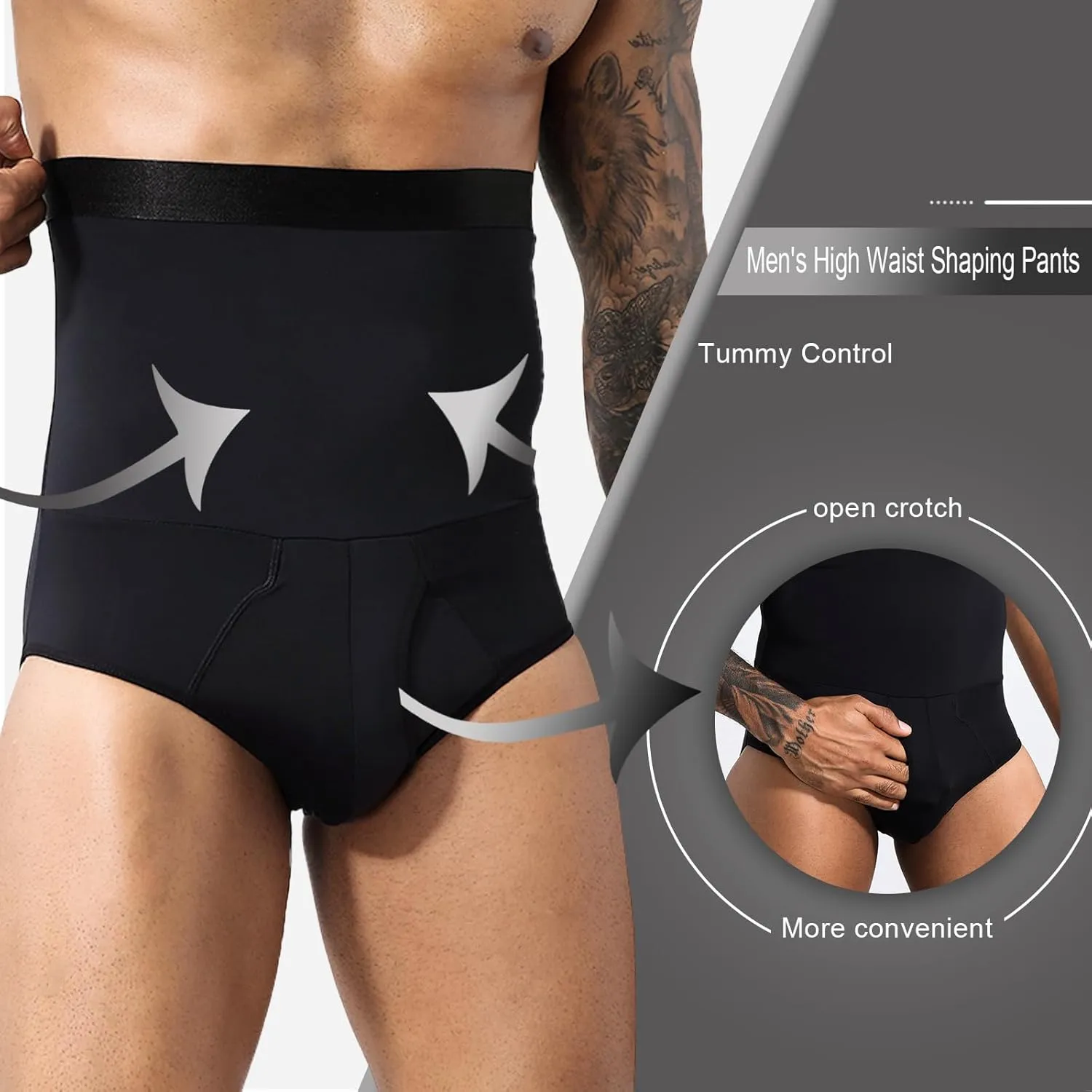 Men Tummy Control Shorts High Waist Underwear Slimming Shapewear Body Shaper Leg Boxer Briefs