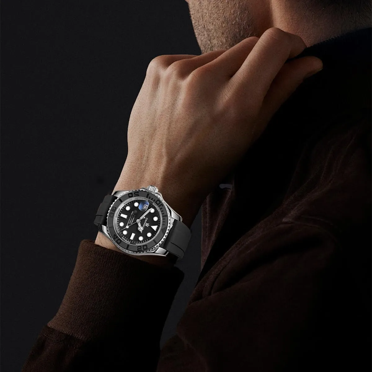 Men's Automatic Mechanical Diving Watch 40mm Luminous Dial 100M Waterproof Luxury Fashion Business Casual Sport Designer Genuine Watch with Calendar Rubber