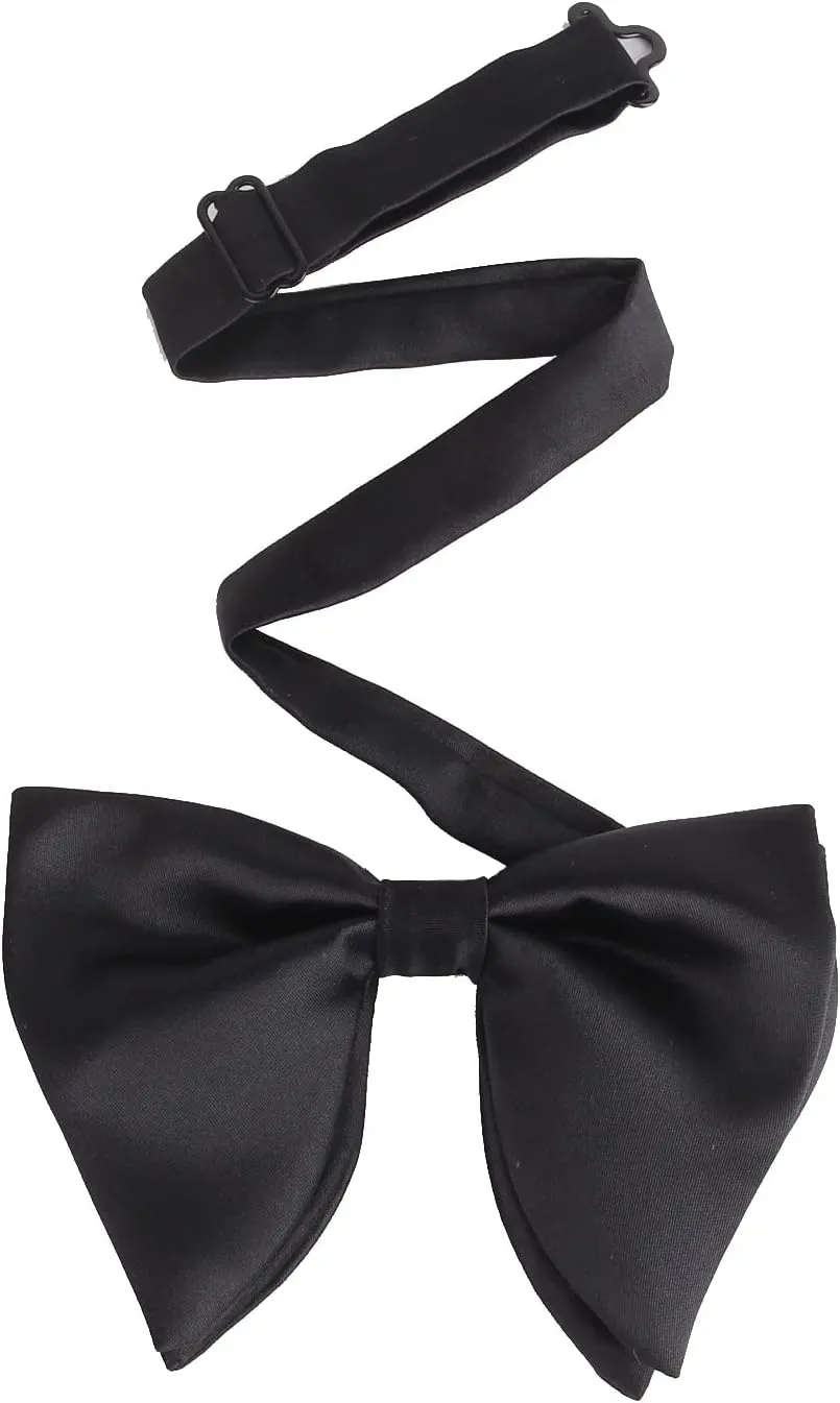 Mens Oversized Satin Silk Bow Tie Solid Color Formal Tuxedo Big Bowtie