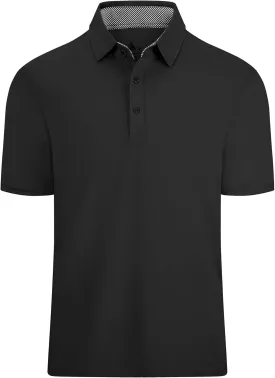 Men's Polo Shirts Short Sleeve Moisture Wicking Performance Golf Shirts Collared Lightweight Casual T-Shirt Athletic