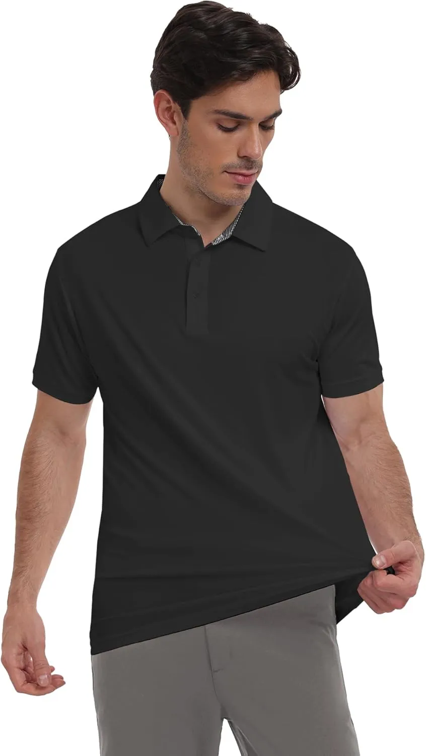 Men's Polo Shirts Short Sleeve Moisture Wicking Performance Golf Shirts Collared Lightweight Casual T-Shirt Athletic
