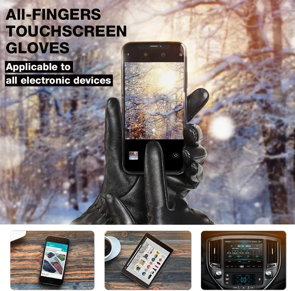 Orrpally Women Leather Gloves Touch Screen Texting Driving Gloves Winter Leather Warm Gloves