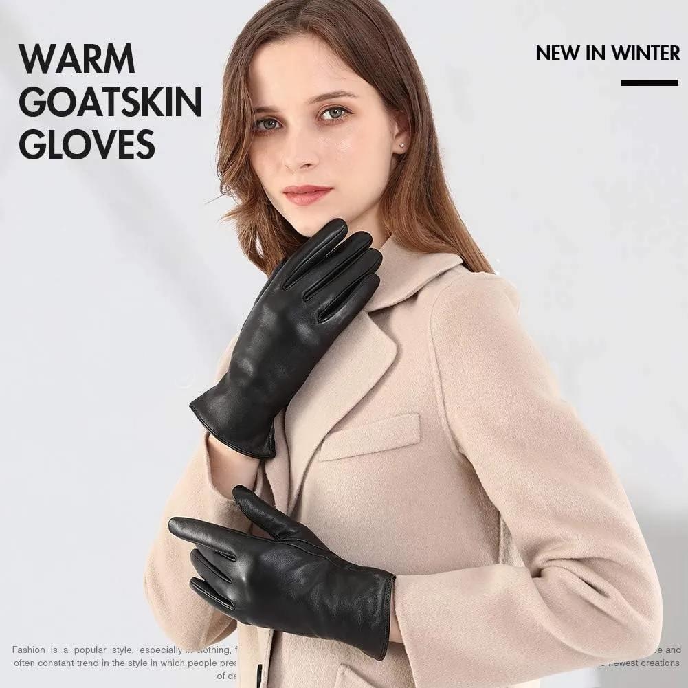 Orrpally Women Leather Gloves Touch Screen Texting Driving Gloves Winter Leather Warm Gloves