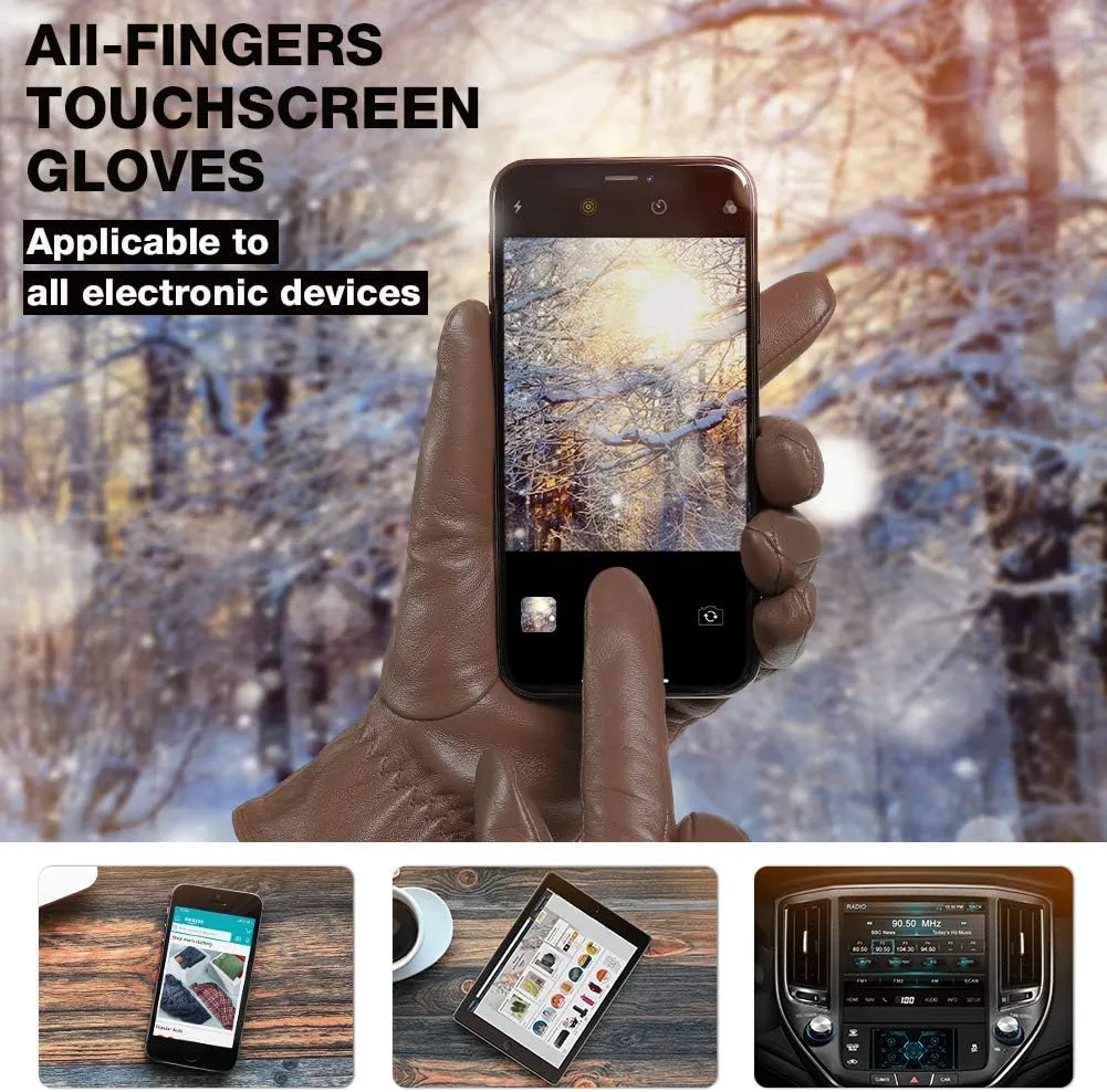 Orrpally Women Leather Gloves Touch Screen Texting Driving Gloves Winter Leather Warm Gloves