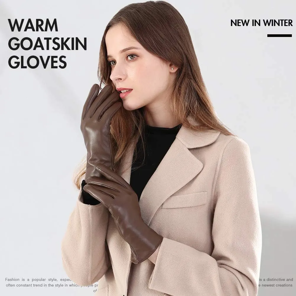 Orrpally Women Leather Gloves Touch Screen Texting Driving Gloves Winter Leather Warm Gloves