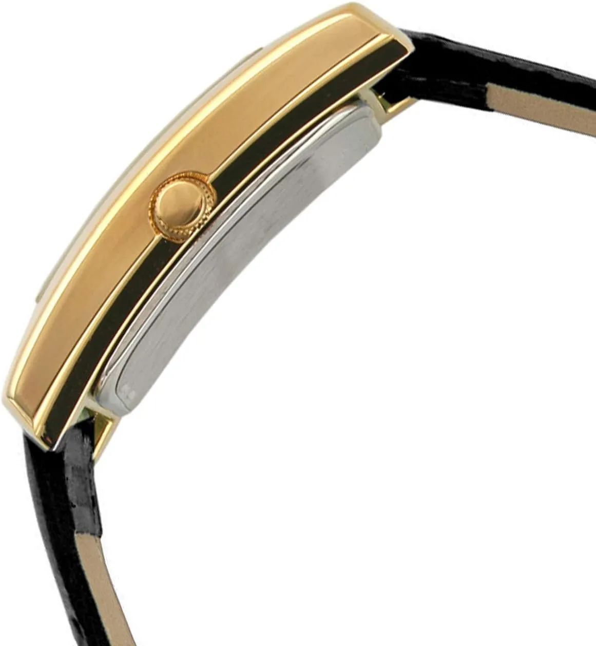 Peugeot Women's Classic 14Kt Gold Plated Watch, Rectangular Tank Shape Case with Leather Band and Easy to Read Dial