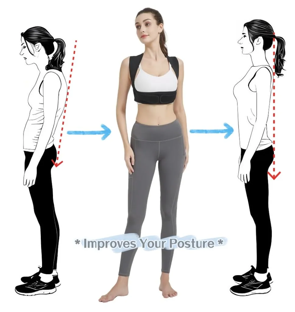 Posture Corrector for Women, 3rd Gen. Adjustable Back Support with Shoulder Brace, Back Straightener and Pain Relief for Men, Black (Large/XLarge)