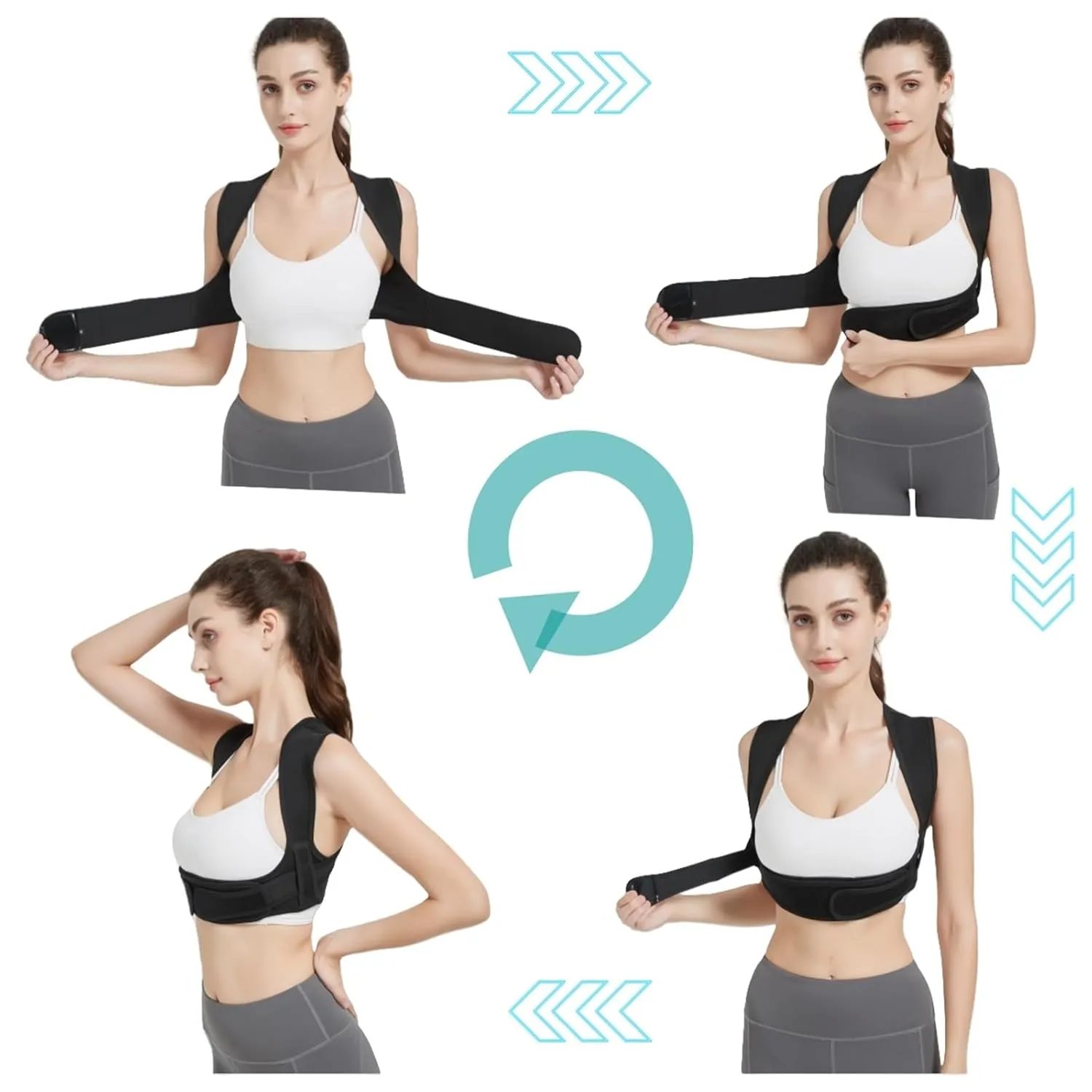 Posture Corrector for Women, 3rd Gen. Adjustable Back Support with Shoulder Brace, Back Straightener and Pain Relief for Men, Black (Large/XLarge)