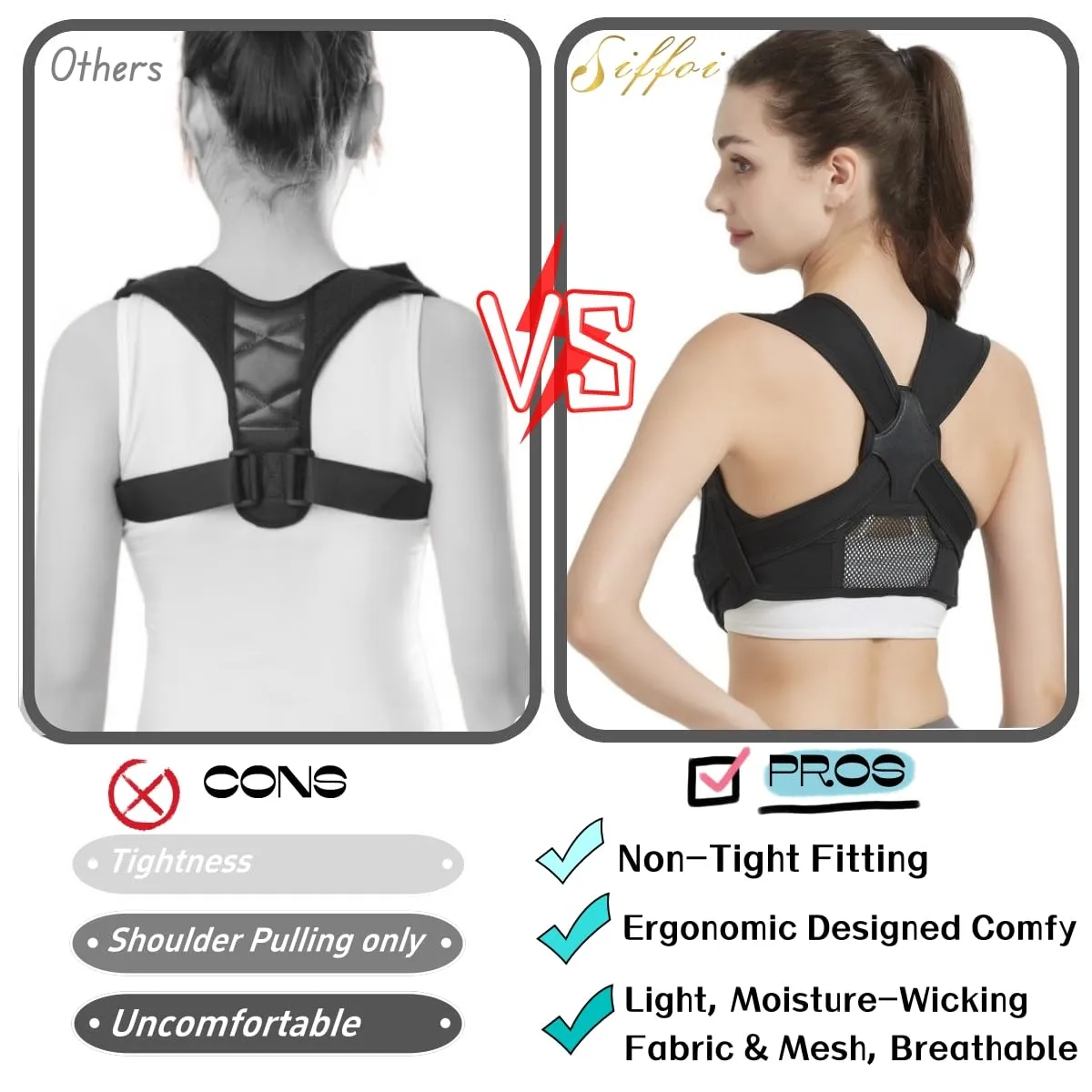 Posture Corrector for Women, 3rd Gen. Adjustable Back Support with Shoulder Brace, Back Straightener and Pain Relief for Men, Black (Large/XLarge)