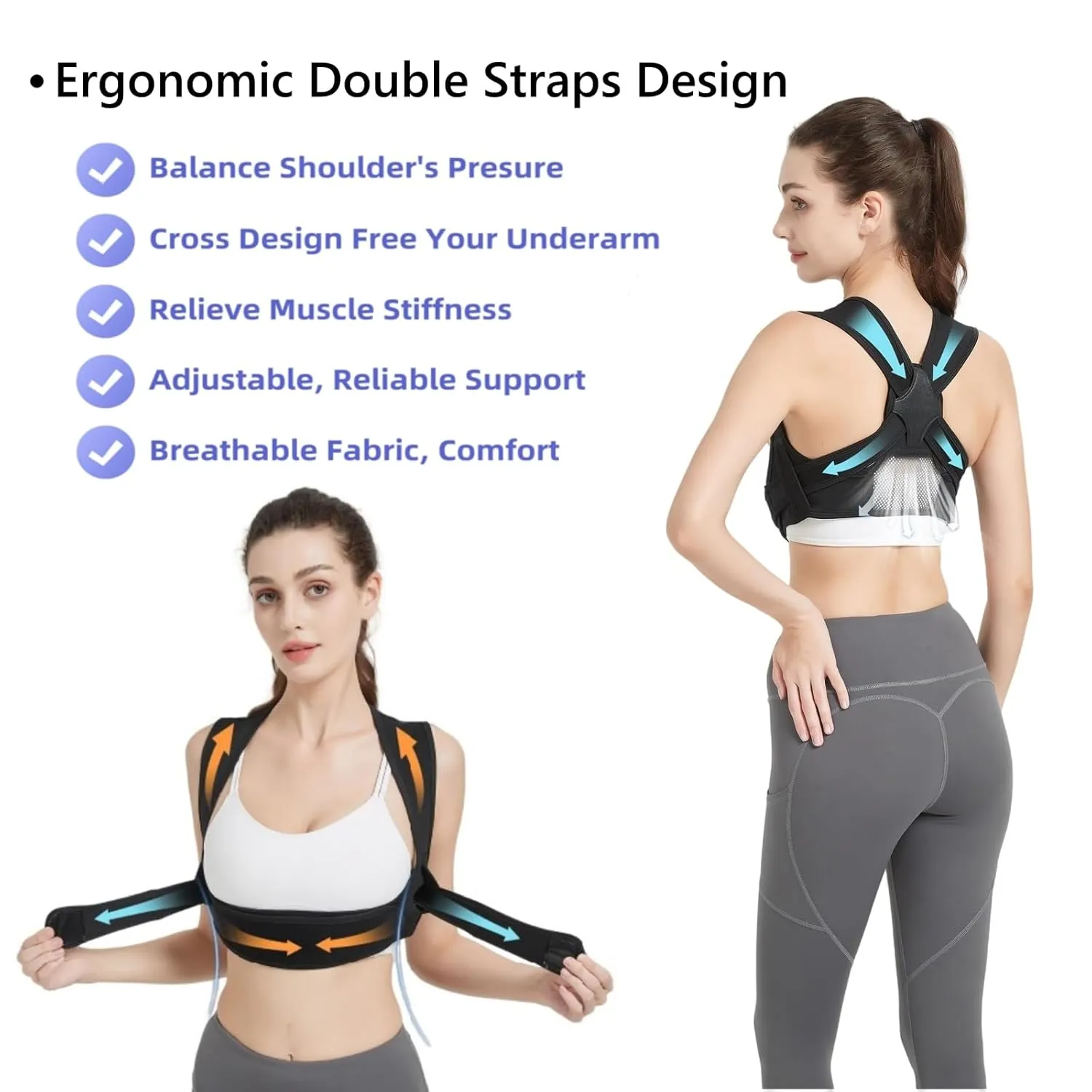 Posture Corrector for Women, 3rd Gen. Adjustable Back Support with Shoulder Brace, Back Straightener and Pain Relief for Men, Black (Large/XLarge)