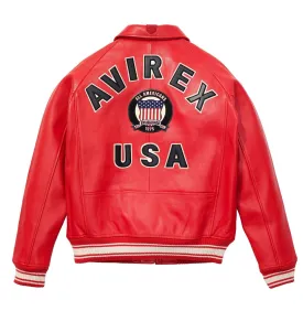 Premium Replica Red Flight Jacket: Men's Avirex-Inspired Leather Bomber