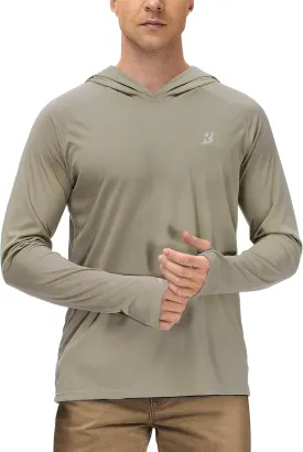 Roadbox Mens UPF 50  Fishing Shirts, Long Sleeve UV Sun Protection Hoodie, Rash Guard for Hiking Running Workout Swimming