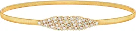 SANSTHS Womens Elastic Thin Metal Waist Belt, Stretch Chain Belt for Dresses, Skinny Rhinestone Adjustable Waistband