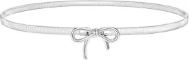 SANSTHS Womens Elastic Thin Metal Waist Belt, Stretch Chain Belt for Dresses, Skinny Rhinestone Adjustable Waistband