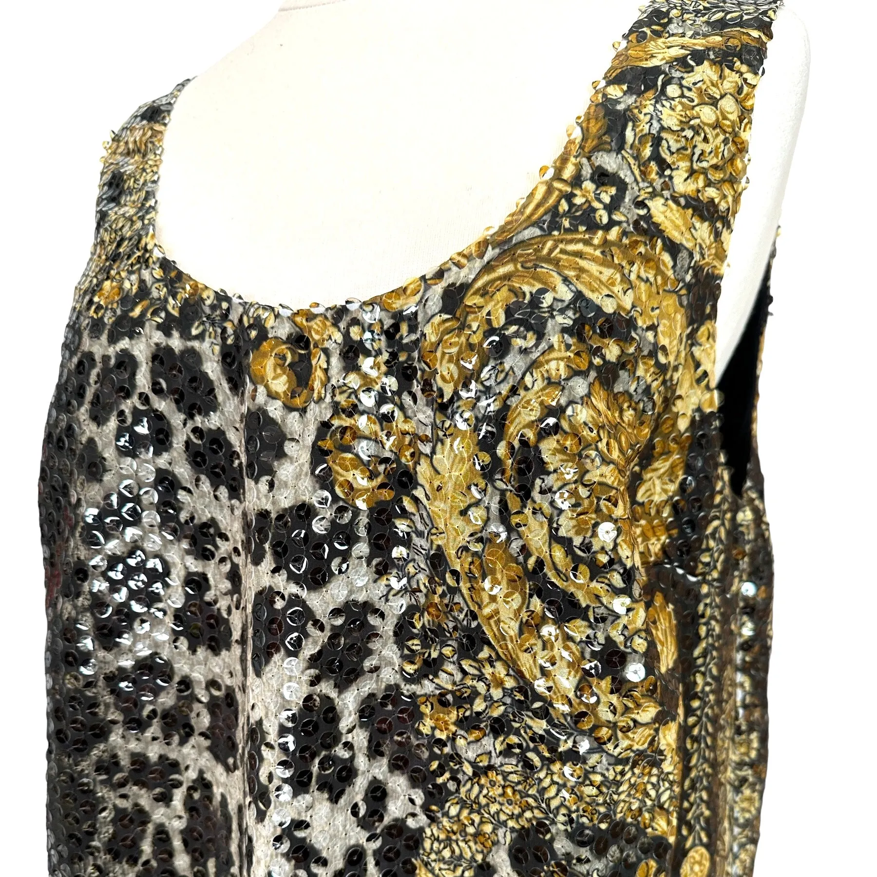 Sequins Printed Mini Dress - L