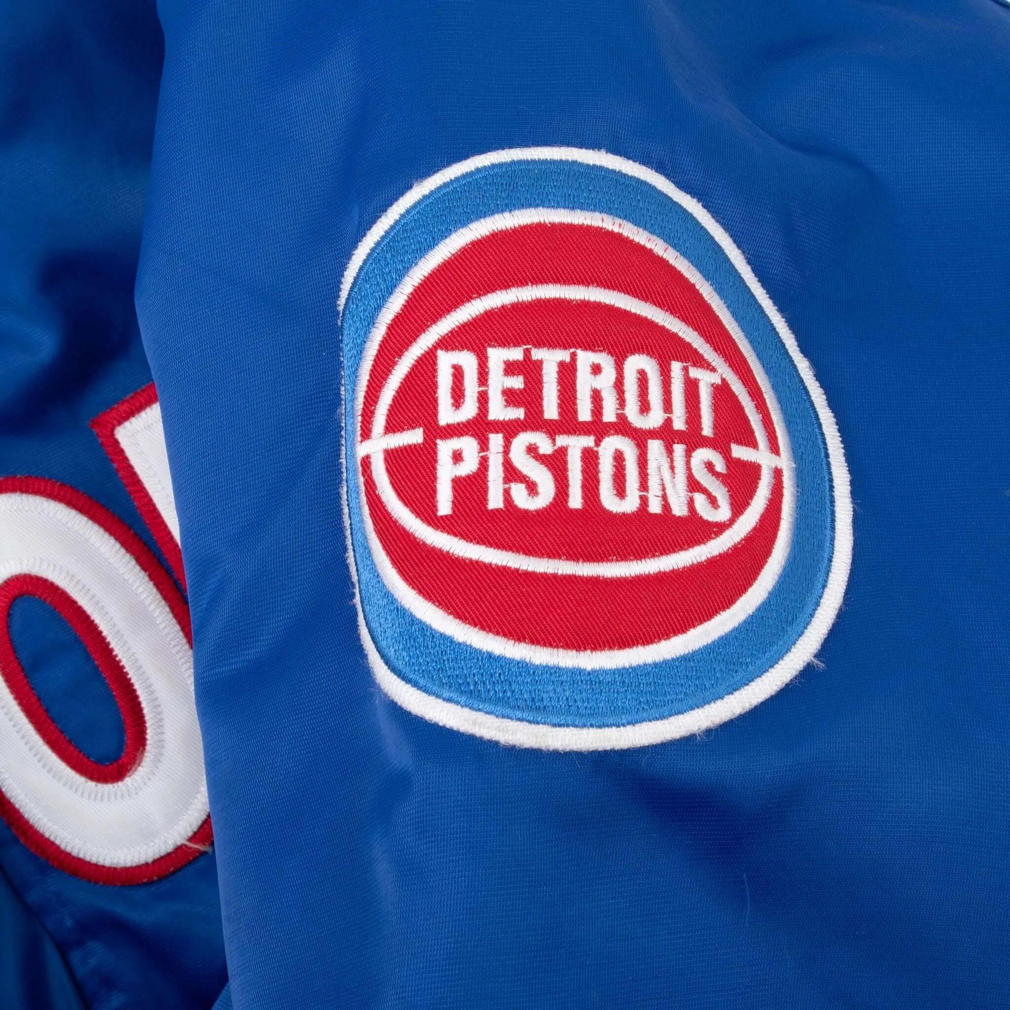 VINTAGE NBA DETROIT PISTONS VARSITY SATIN BOMBER JACKET XL