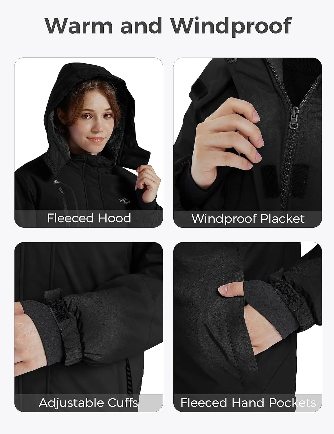 wantdo Girls' Waterproof Winter Coat Fleece Ski Jacket Hooded Snow Coat Warm Raincoat Outerwear