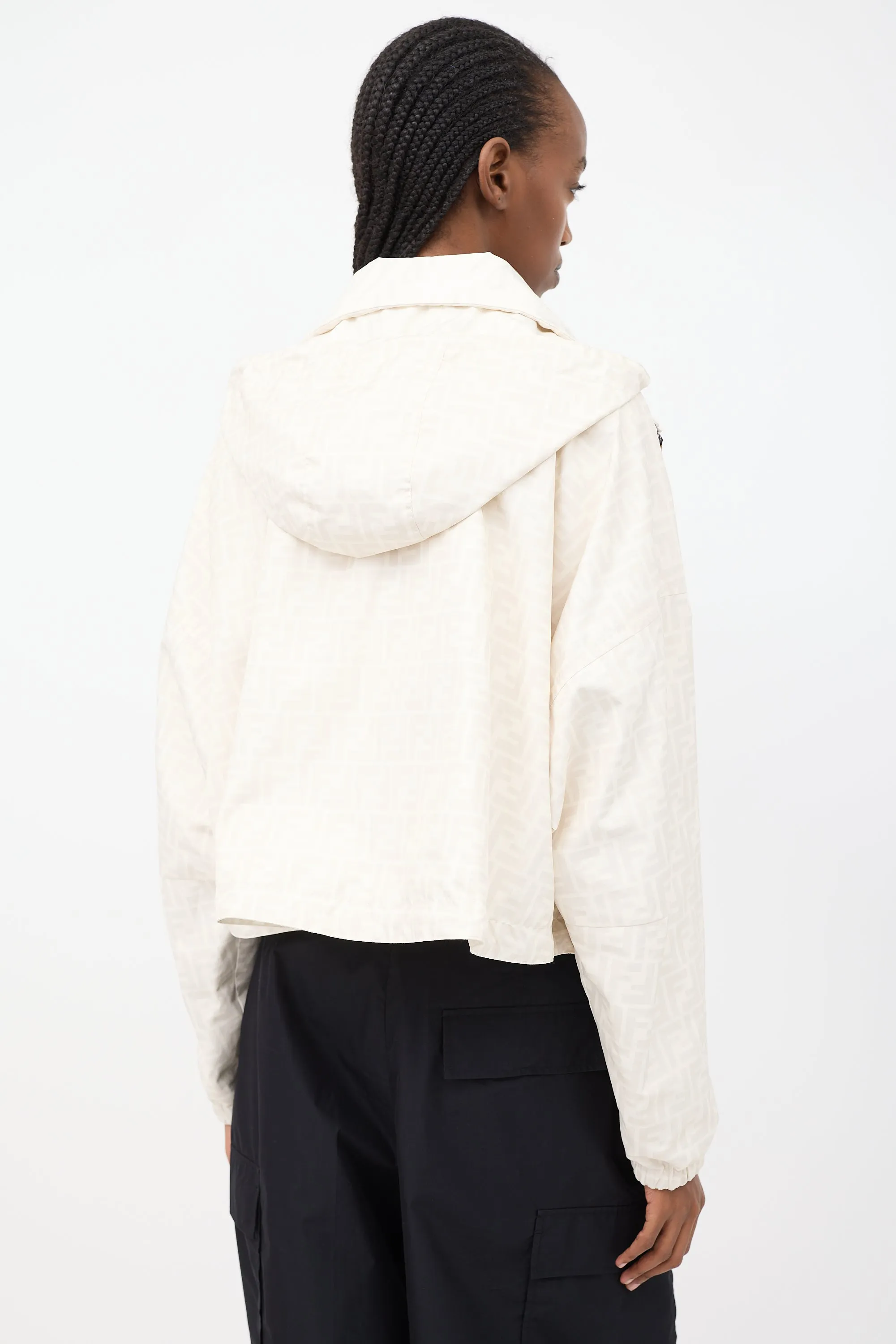 White & Multi Reversible Logo Windbreaker Jacket