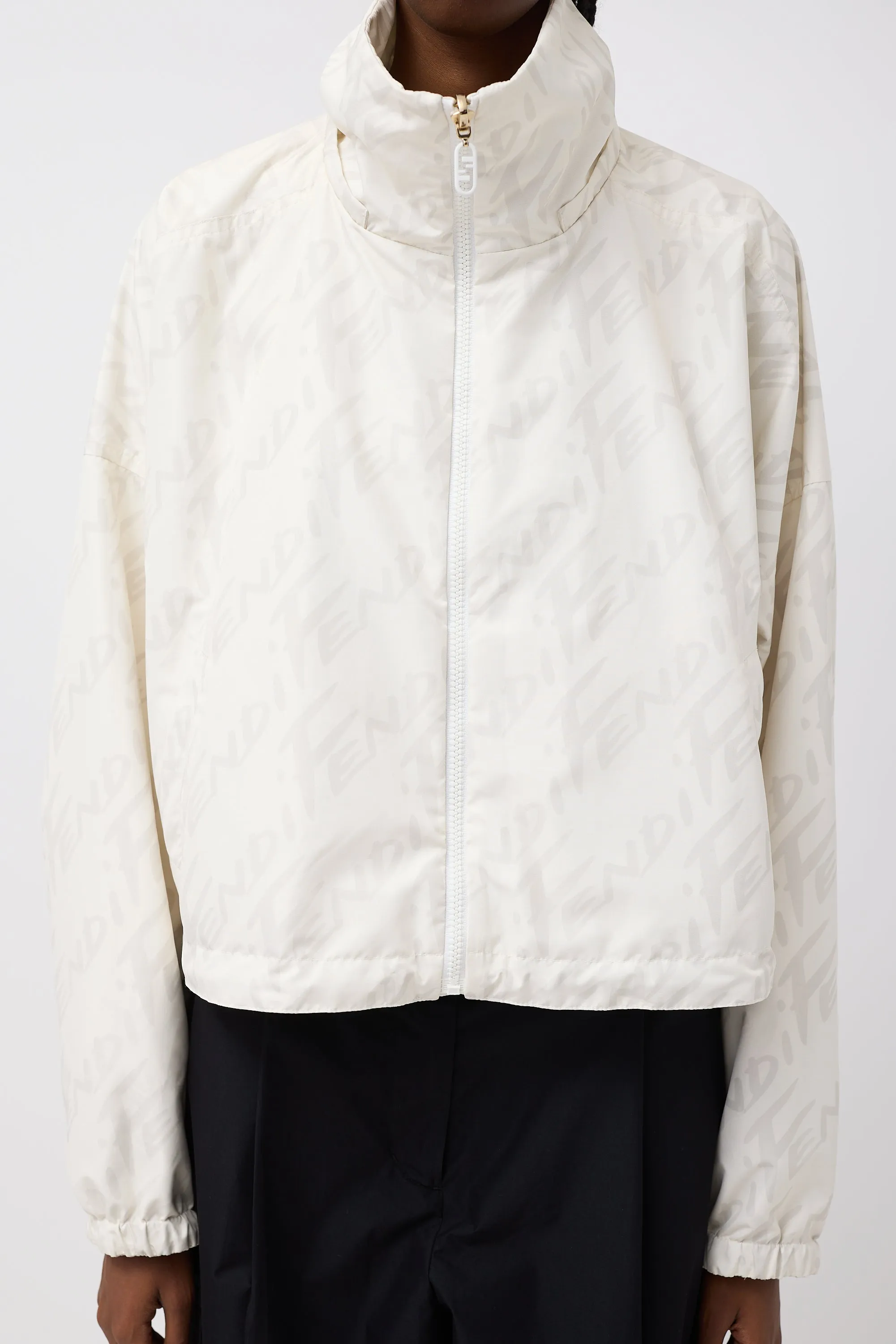 White & Multi Reversible Logo Windbreaker Jacket