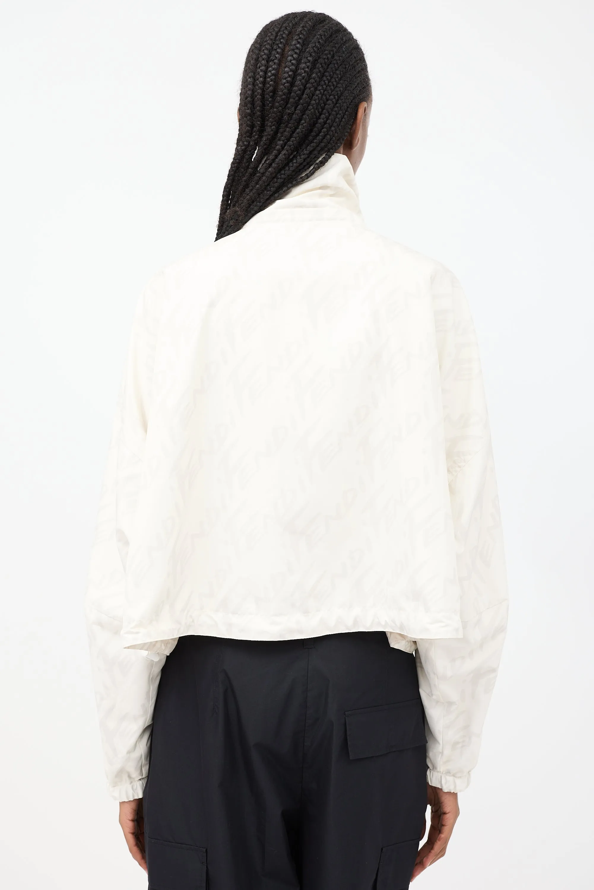 White & Multi Reversible Logo Windbreaker Jacket