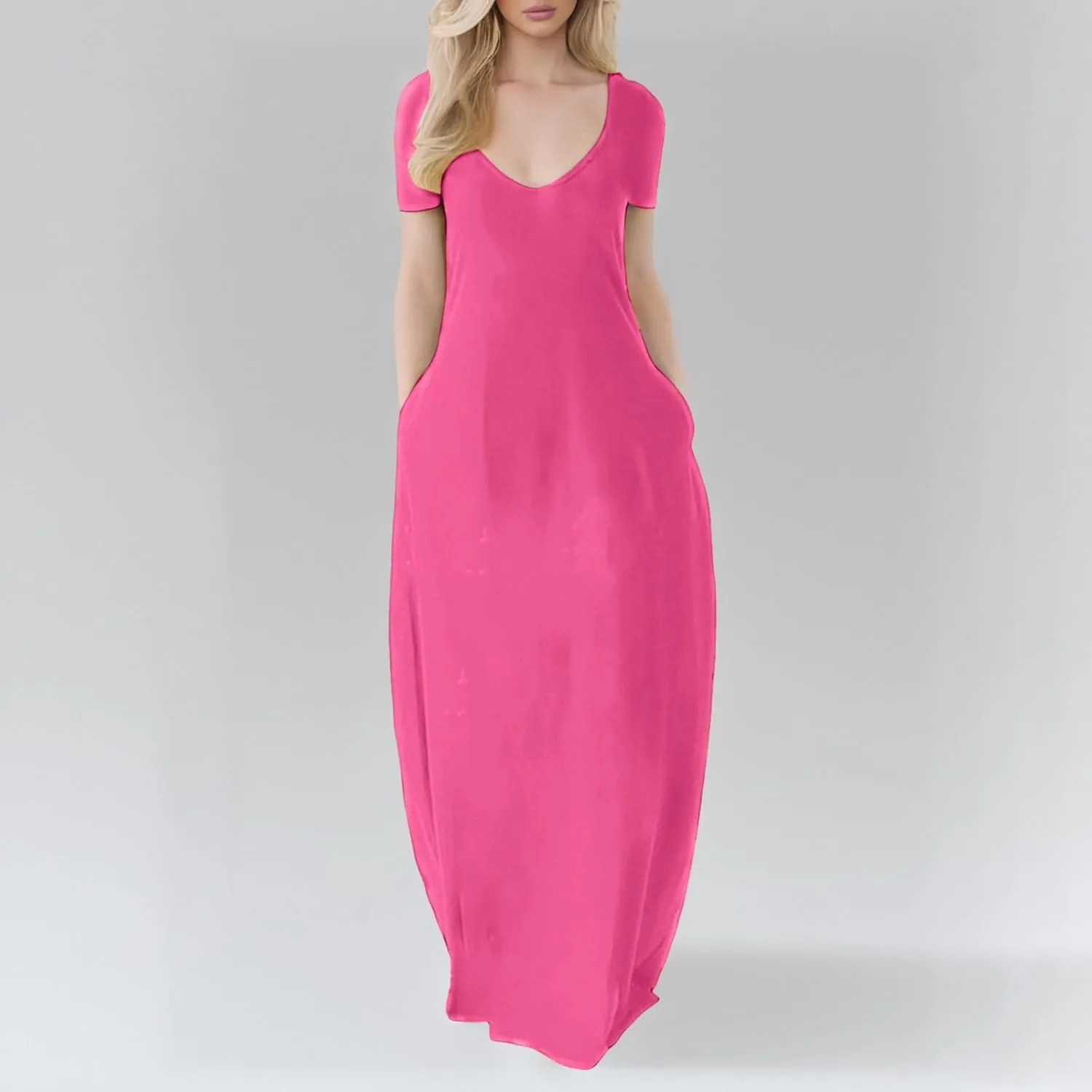 Women's Plus Size Maxi Dresses for Women Summer Short Sleeve Casual 2025 Long Dress Great Dresses for Women Plus