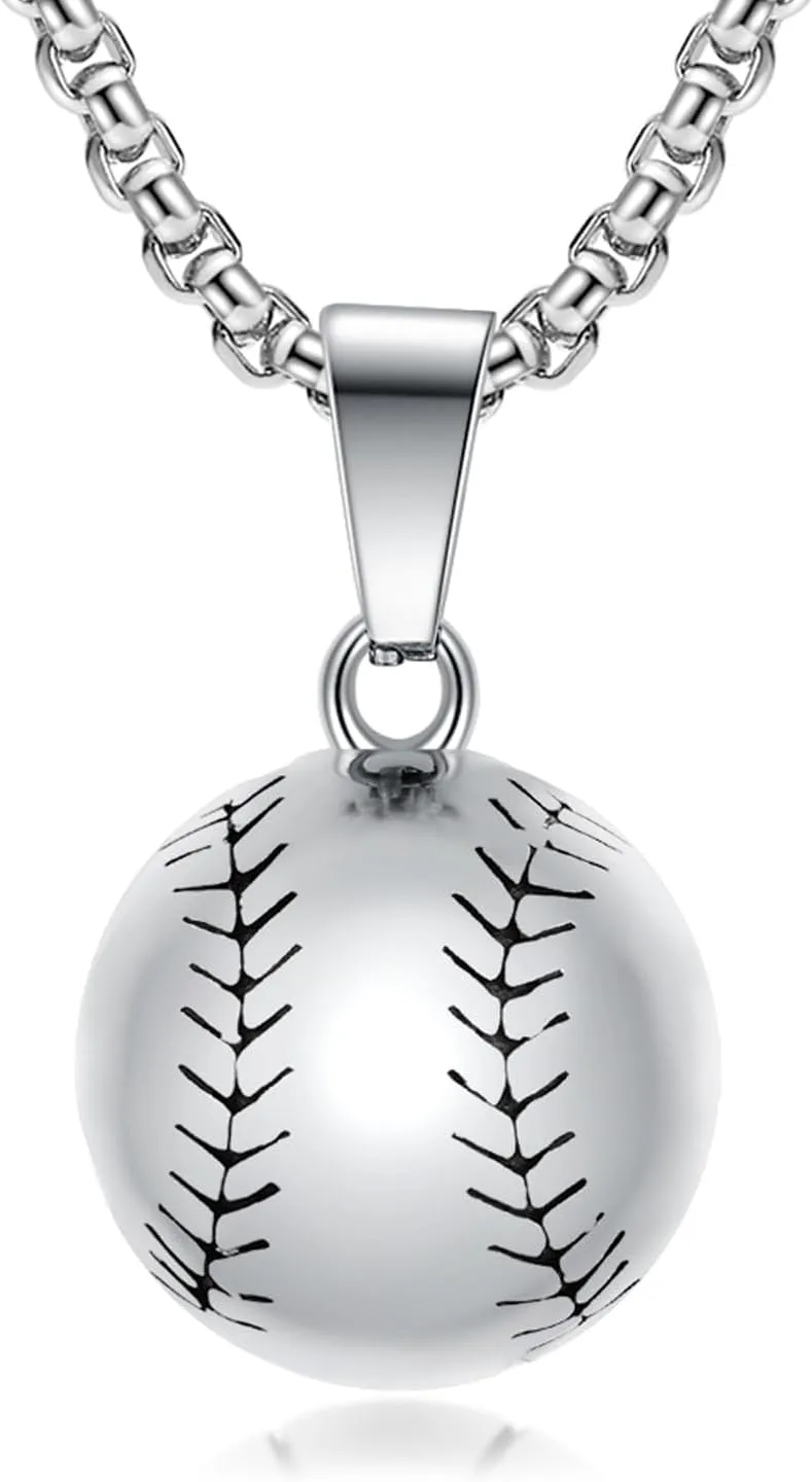 Yonhon Softball Basketball Necklace Stainless Steel Sport Pendant for Women Men Boys Girls