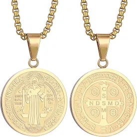 Yonhon St Benedict Medal Necklace Bracelet Stainless Steel Exorcism Catholic Gift for Men