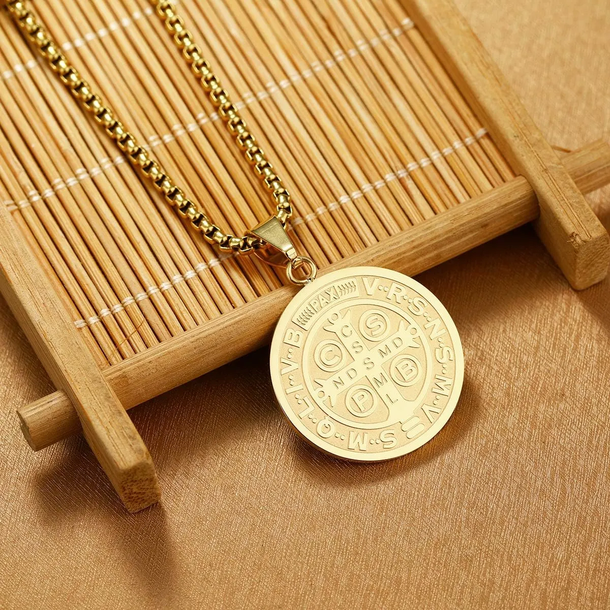 Yonhon St Benedict Medal Necklace Bracelet Stainless Steel Exorcism Catholic Gift for Men